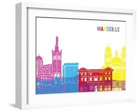 Marseille Skyline Pop-paulrommer-Framed Art Print