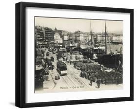 Marseilles, France, The Quayside with Wine Barrels Lined Up Ready for Export-null-Framed Photographic Print