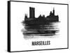 Marseilles Skyline Brush Stroke - Black II-NaxArt-Framed Stretched Canvas