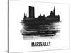 Marseilles Skyline Brush Stroke - Black II-NaxArt-Stretched Canvas