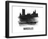 Marseilles Skyline Brush Stroke - Black II-NaxArt-Framed Art Print