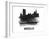 Marseilles Skyline Brush Stroke - Black II-NaxArt-Framed Art Print