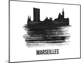 Marseilles Skyline Brush Stroke - Black II-NaxArt-Mounted Art Print