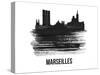 Marseilles Skyline Brush Stroke - Black II-NaxArt-Stretched Canvas