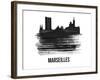 Marseilles Skyline Brush Stroke - Black II-NaxArt-Framed Art Print