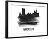 Marseilles Skyline Brush Stroke - Black II-NaxArt-Framed Art Print