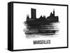 Marseilles Skyline Brush Stroke - Black II-NaxArt-Framed Stretched Canvas