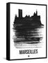 Marseilles Skyline Brush Stroke - Black-NaxArt-Framed Stretched Canvas