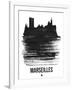 Marseilles Skyline Brush Stroke - Black-NaxArt-Framed Art Print