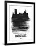 Marseilles Skyline Brush Stroke - Black-NaxArt-Framed Art Print