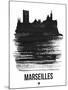 Marseilles Skyline Brush Stroke - Black-NaxArt-Mounted Art Print