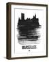 Marseilles Skyline Brush Stroke - Black-NaxArt-Framed Art Print
