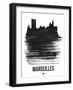 Marseilles Skyline Brush Stroke - Black-NaxArt-Framed Art Print