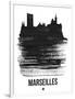 Marseilles Skyline Brush Stroke - Black-NaxArt-Framed Art Print