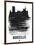 Marseilles Skyline Brush Stroke - Black-NaxArt-Framed Art Print