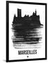 Marseilles Skyline Brush Stroke - Black-NaxArt-Framed Art Print