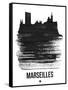 Marseilles Skyline Brush Stroke - Black-NaxArt-Framed Stretched Canvas