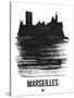 Marseilles Skyline Brush Stroke - Black-NaxArt-Stretched Canvas