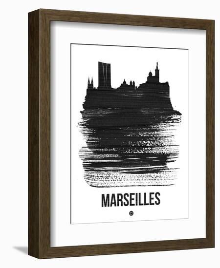 Marseilles Skyline Brush Stroke - Black-NaxArt-Framed Art Print