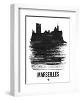 Marseilles Skyline Brush Stroke - Black-NaxArt-Framed Art Print