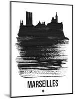 Marseilles Skyline Brush Stroke - Black-NaxArt-Mounted Art Print