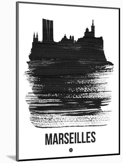 Marseilles Skyline Brush Stroke - Black-NaxArt-Mounted Art Print