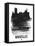 Marseilles Skyline Brush Stroke - Black-NaxArt-Framed Stretched Canvas