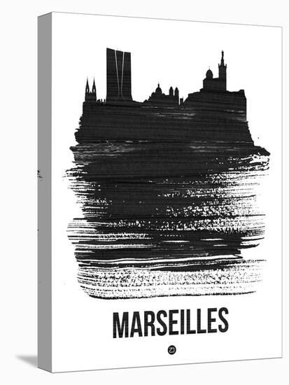 Marseilles Skyline Brush Stroke - Black-NaxArt-Stretched Canvas
