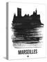 Marseilles Skyline Brush Stroke - Black-NaxArt-Stretched Canvas