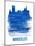 Marseilles Skyline Brush Stroke - Blue-NaxArt-Mounted Art Print