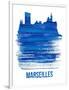 Marseilles Skyline Brush Stroke - Blue-NaxArt-Framed Art Print