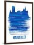 Marseilles Skyline Brush Stroke - Blue-NaxArt-Framed Art Print