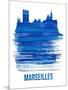 Marseilles Skyline Brush Stroke - Blue-NaxArt-Mounted Art Print