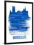 Marseilles Skyline Brush Stroke - Blue-NaxArt-Framed Art Print