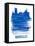 Marseilles Skyline Brush Stroke - Blue-NaxArt-Framed Stretched Canvas