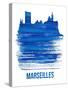 Marseilles Skyline Brush Stroke - Blue-NaxArt-Stretched Canvas