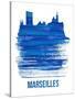 Marseilles Skyline Brush Stroke - Blue-NaxArt-Stretched Canvas