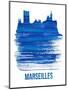 Marseilles Skyline Brush Stroke - Blue-NaxArt-Mounted Art Print