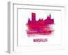 Marseilles Skyline Brush Stroke - Red-NaxArt-Framed Art Print