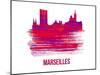 Marseilles Skyline Brush Stroke - Red-NaxArt-Mounted Art Print