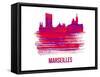Marseilles Skyline Brush Stroke - Red-NaxArt-Framed Stretched Canvas