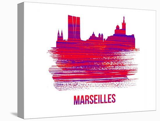 Marseilles Skyline Brush Stroke - Red-NaxArt-Stretched Canvas