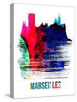 Marseilles Skyline Brush Stroke - Watercolor-NaxArt-Stretched Canvas