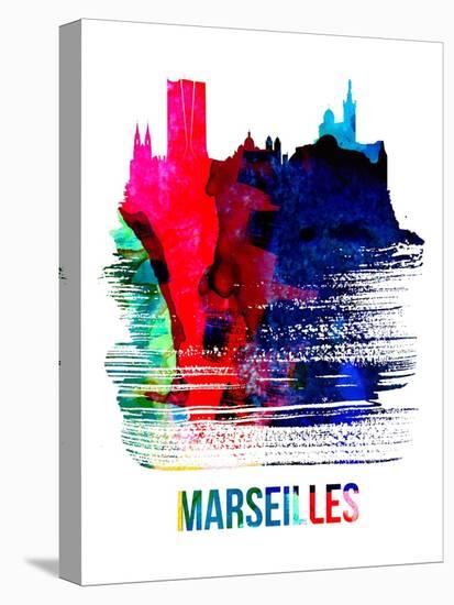 Marseilles Skyline Brush Stroke - Watercolor-NaxArt-Stretched Canvas