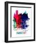 Marseilles Skyline Brush Stroke - Watercolor-NaxArt-Framed Art Print