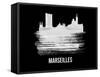Marseilles Skyline Brush Stroke - White-NaxArt-Framed Stretched Canvas