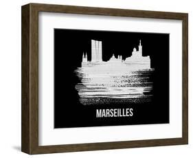 Marseilles Skyline Brush Stroke - White-NaxArt-Framed Art Print