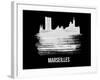 Marseilles Skyline Brush Stroke - White-NaxArt-Framed Art Print