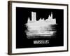 Marseilles Skyline Brush Stroke - White-NaxArt-Framed Art Print