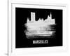 Marseilles Skyline Brush Stroke - White-NaxArt-Framed Art Print
